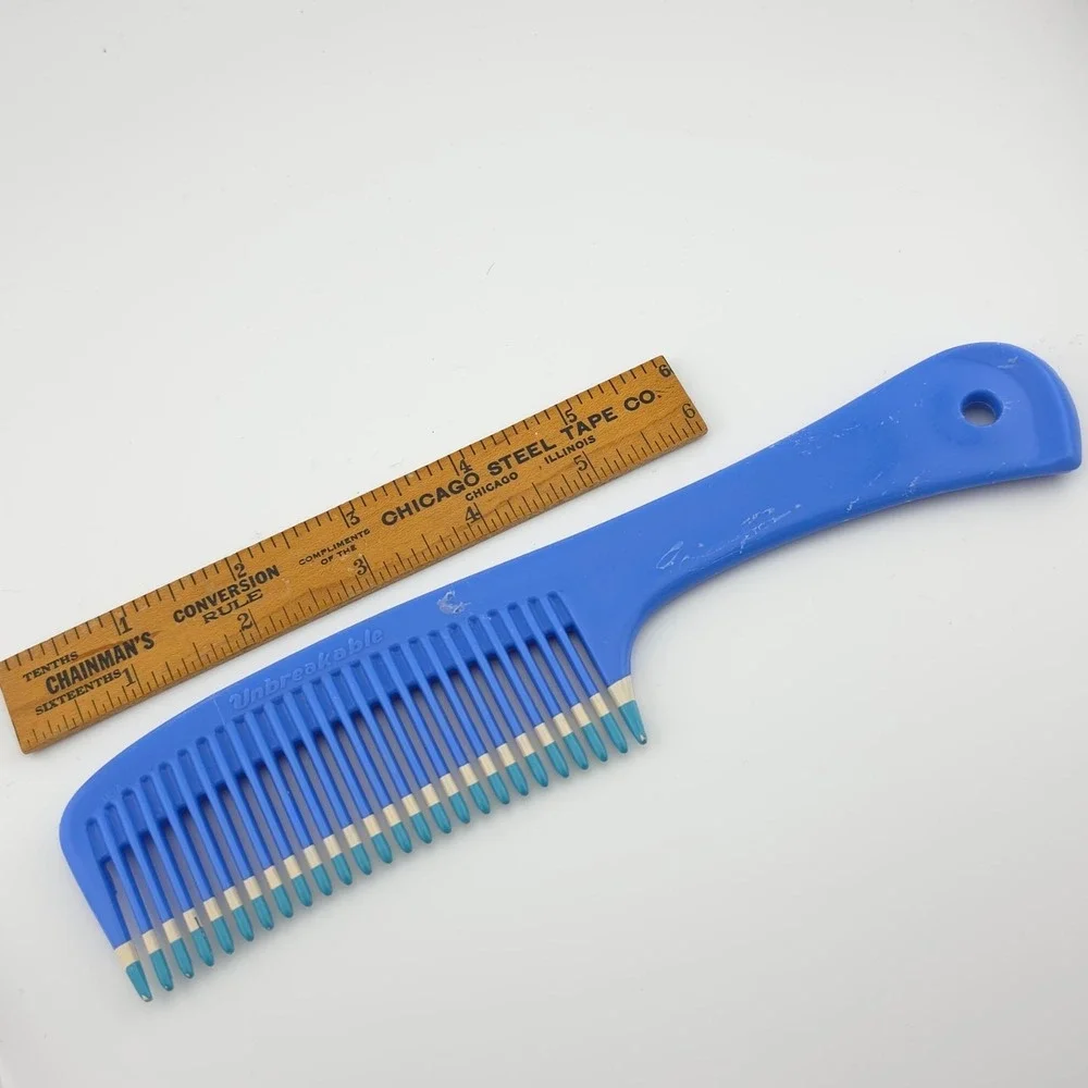VTG‎ Unbreakable Volume Comb Twice Dipped Wide Tooth 80-90s Blue USA made